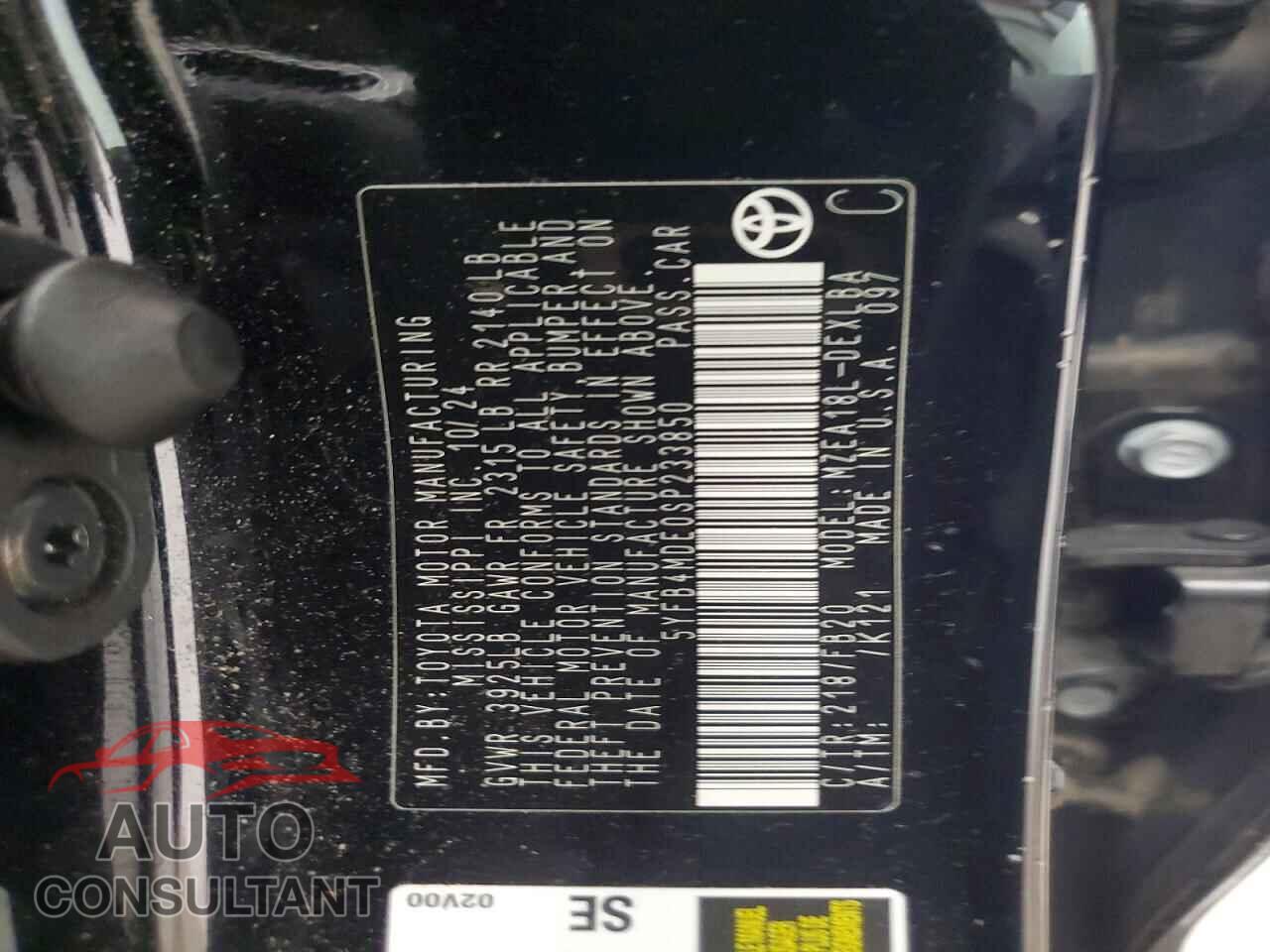 TOYOTA COROLLA 2025 - 5YFB4MDE0SP233850