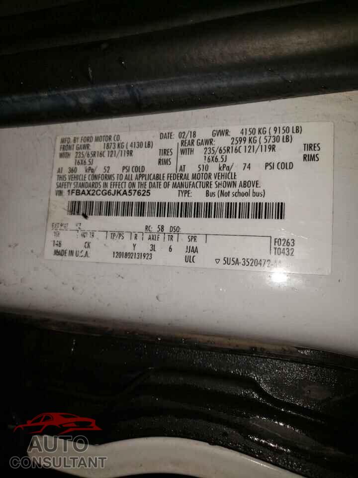FORD TRANSIT CO 2018 - 1FBAX2CG6JKA57625