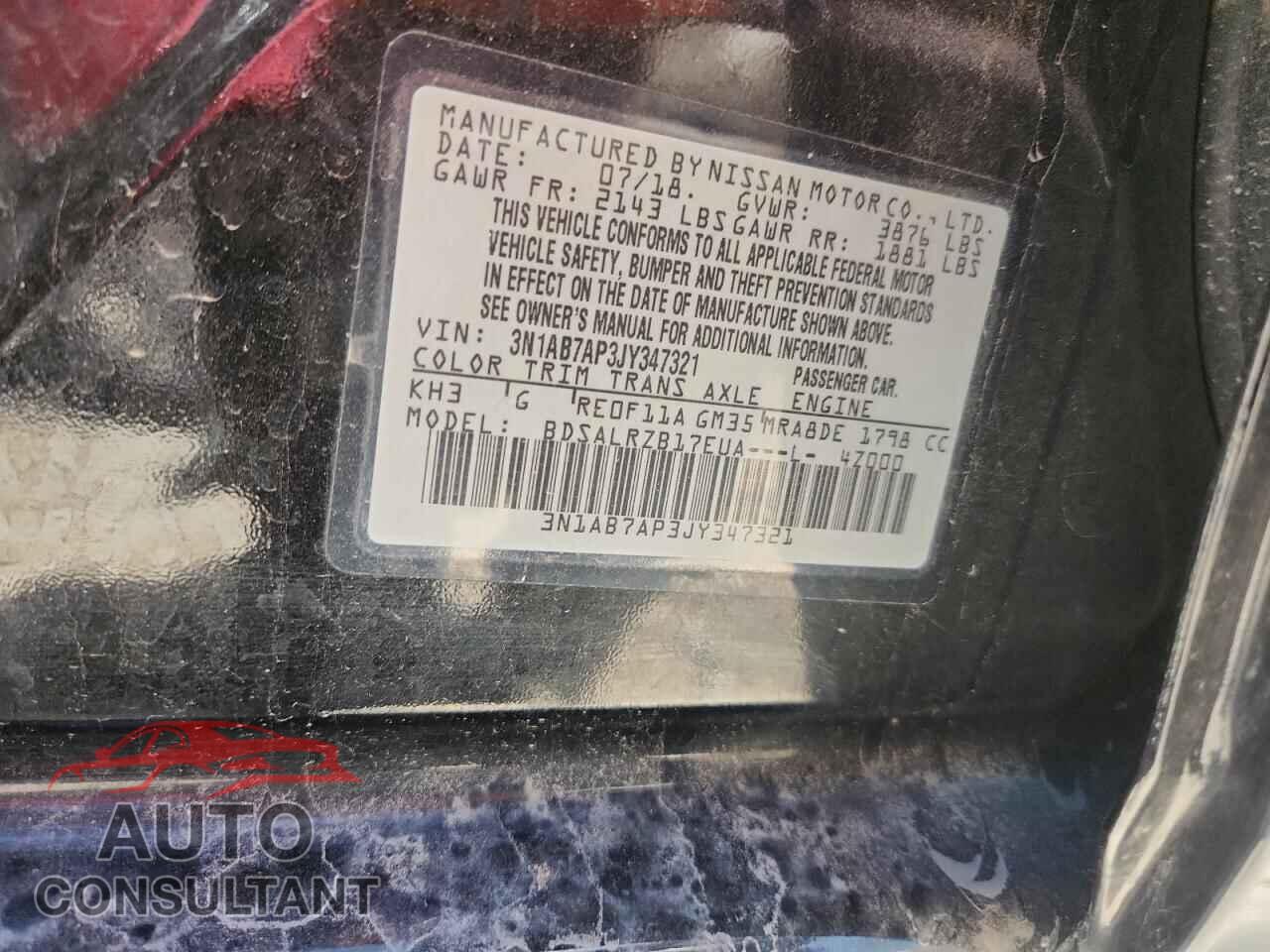 NISSAN SENTRA 2018 - 3N1AB7AP3JY347321