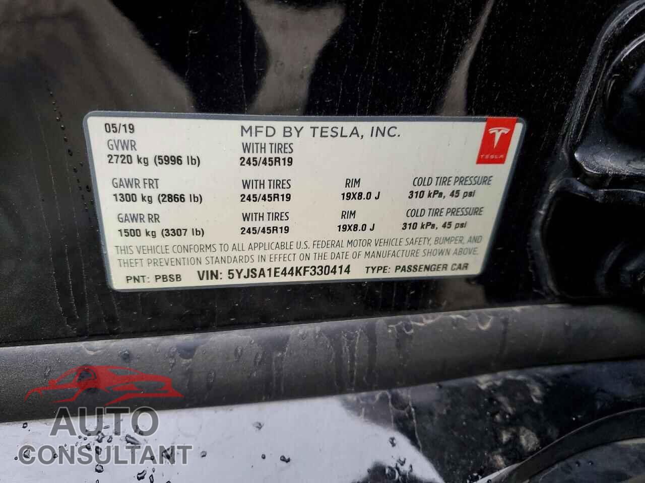 TESLA MODEL S 2019 - 5YJSA1E44KF330414