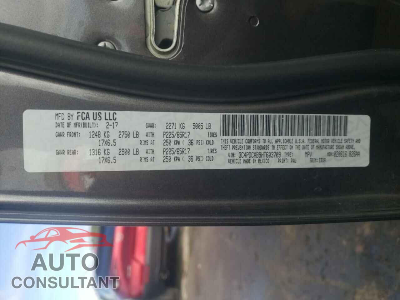 DODGE JOURNEY 2017 - 3C4PDCAB9HT603709