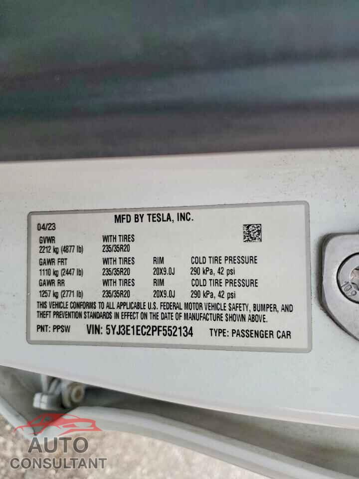 TESLA MODEL 3 2023 - 5YJ3E1EC2PF552134