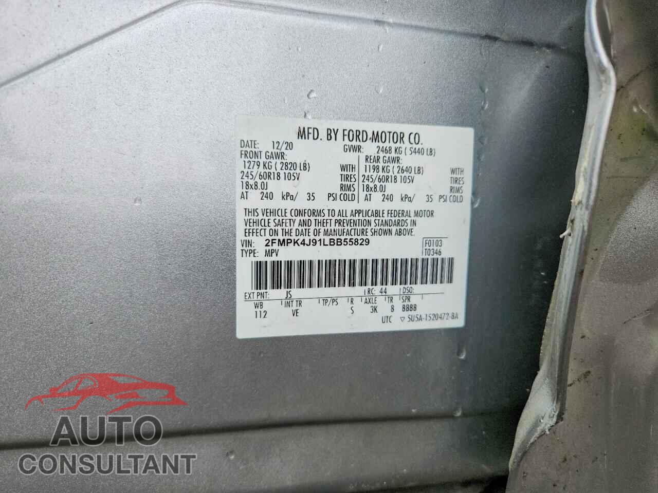 FORD EDGE 2020 - 2FMPK4J91LBB55829