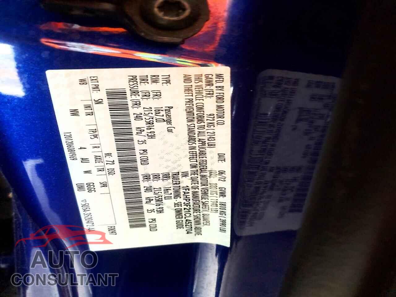 FORD FOCUS 2012 - 1FAHP3F21CL452704