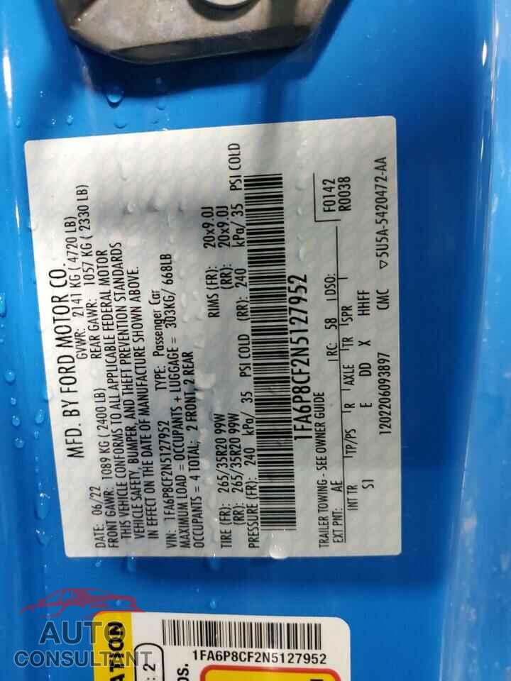 FORD MUSTANG 2022 - 1FA6P8CF2N5127952