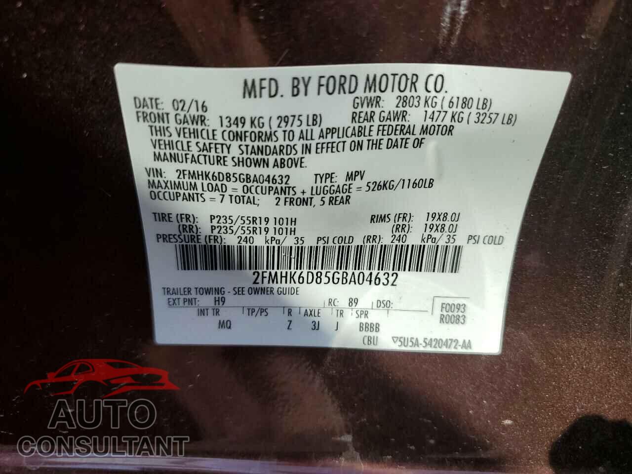 FORD FLEX 2016 - 2FMHK6D85GBA04632