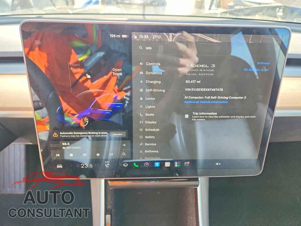 TESLA MODEL 3 2019 - 5YJ3E1EBXKF497478