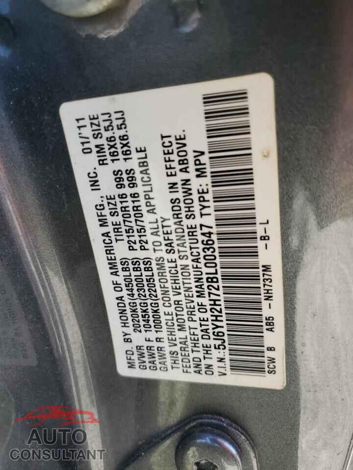HONDA ELEMENT 2011 - 5J6YH2H72BL003647