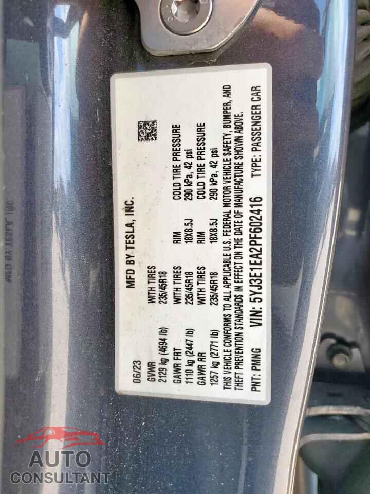 TESLA MODEL 3 2023 - 5YJ3E1EA2PF602416