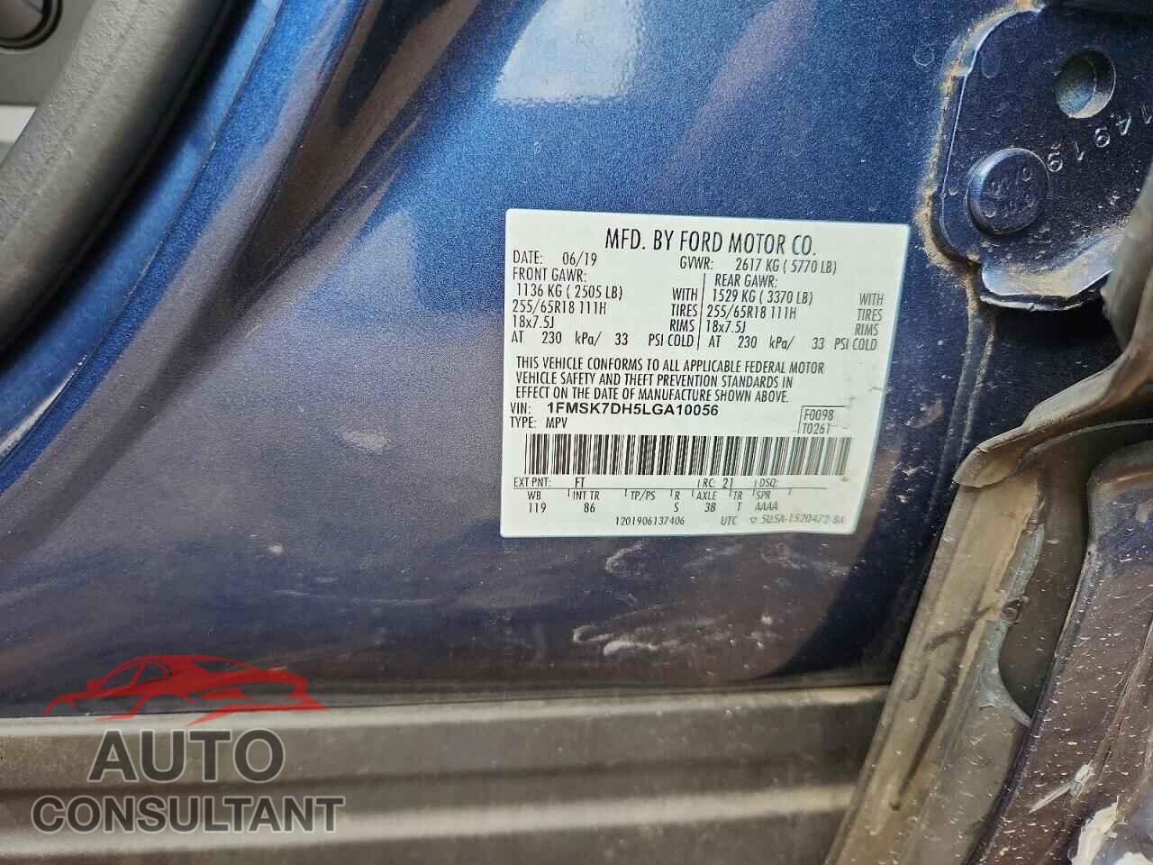 FORD EXPLORER 2020 - 1FMSK7DH5LGA10056