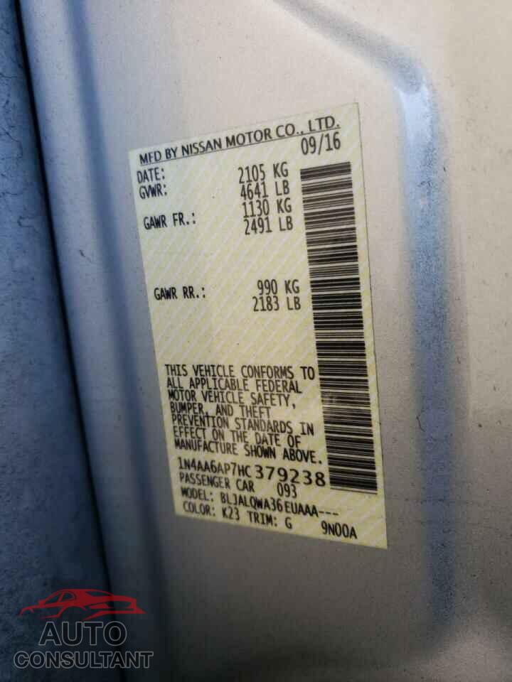 NISSAN MAXIMA 2017 - 1N4AA6AP7HC379238