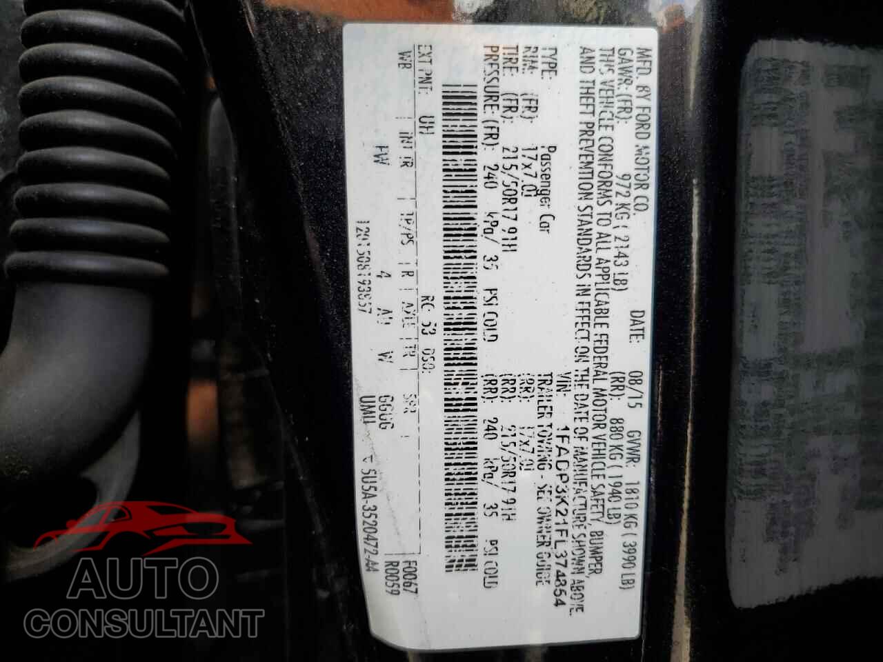 FORD FOCUS 2015 - 1FADP3K21FL374854