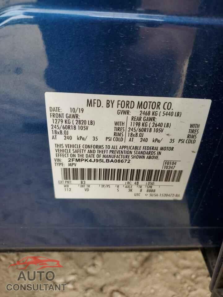 FORD EDGE 2020 - 2FMPK4J95LBA08672
