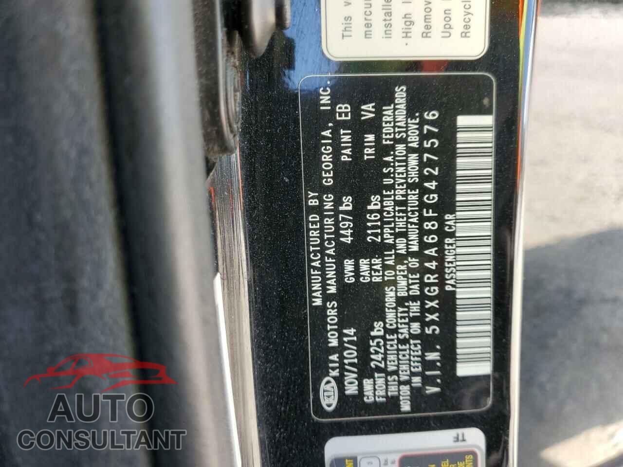 KIA OPTIMA 2015 - 5XXGR4A68FG427576