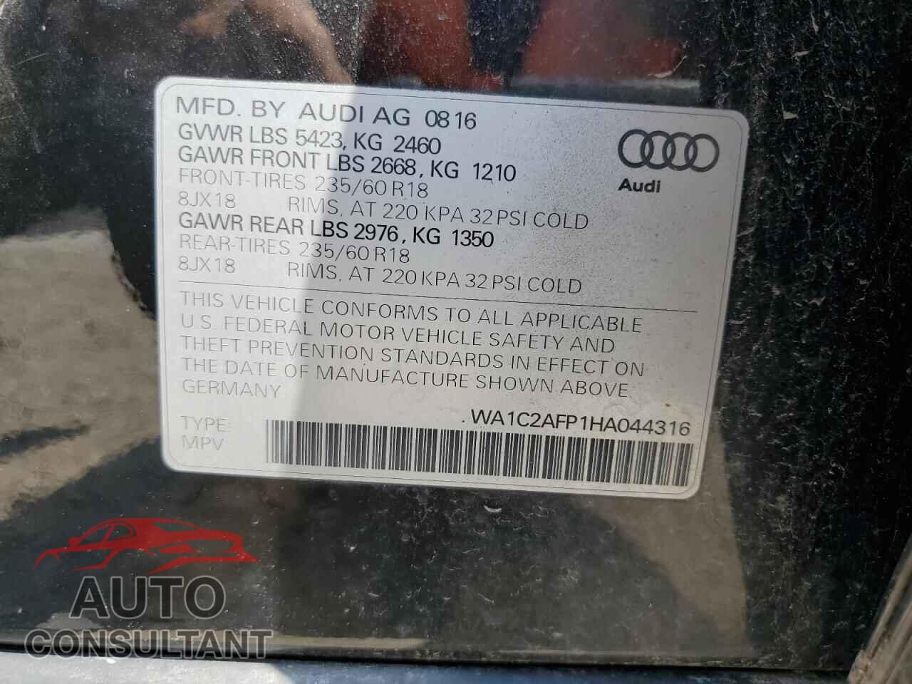 AUDI Q5 2017 - WA1C2AFP1HA044316