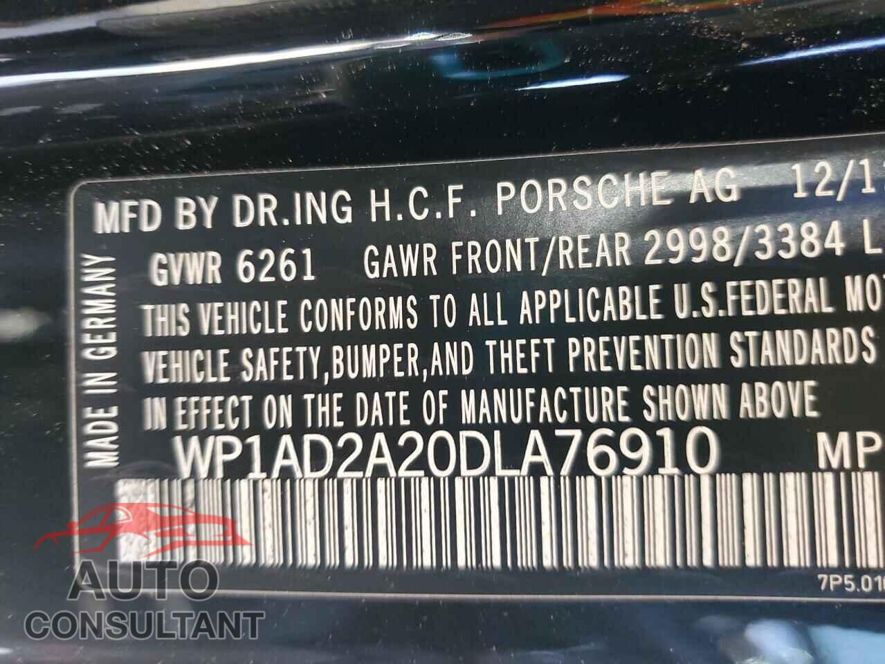 PORSCHE CAYENNE 2013 - WP1AD2A20DLA76910