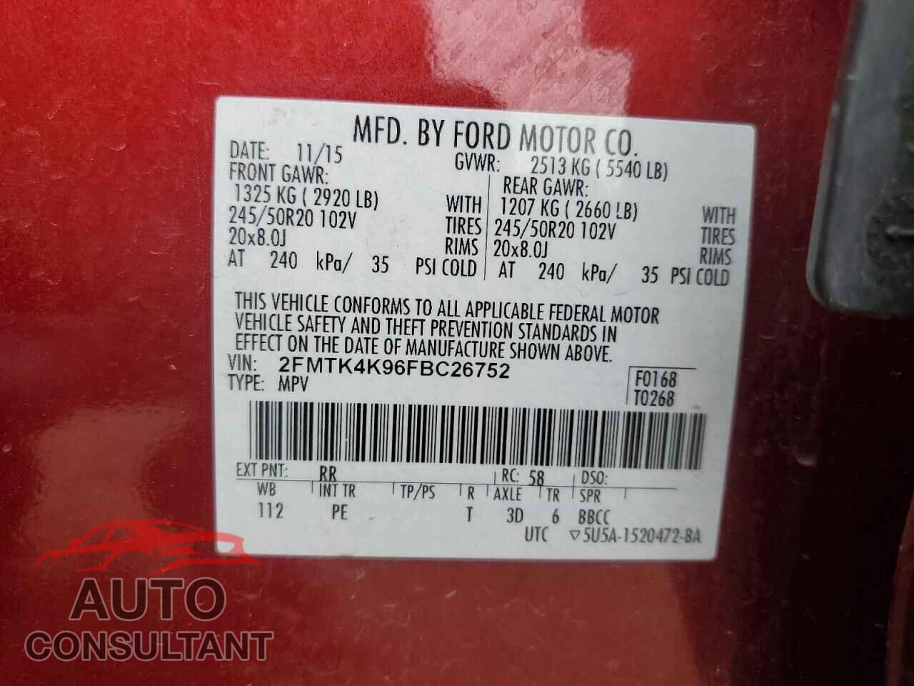 FORD EDGE 2015 - 2FMTK4K96FBC26752