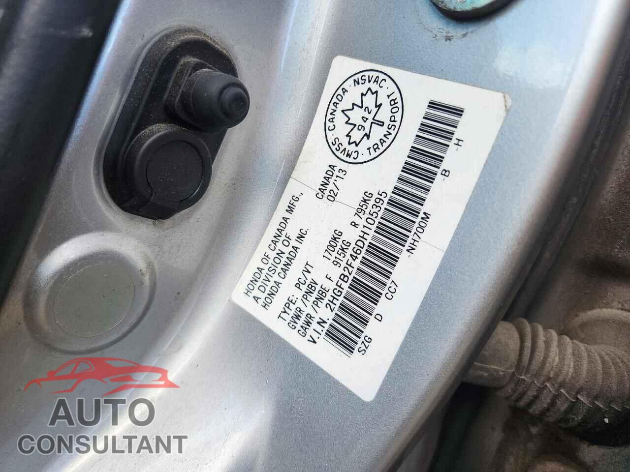 HONDA CIVIC 2013 - 2HGFB2F46DH105395