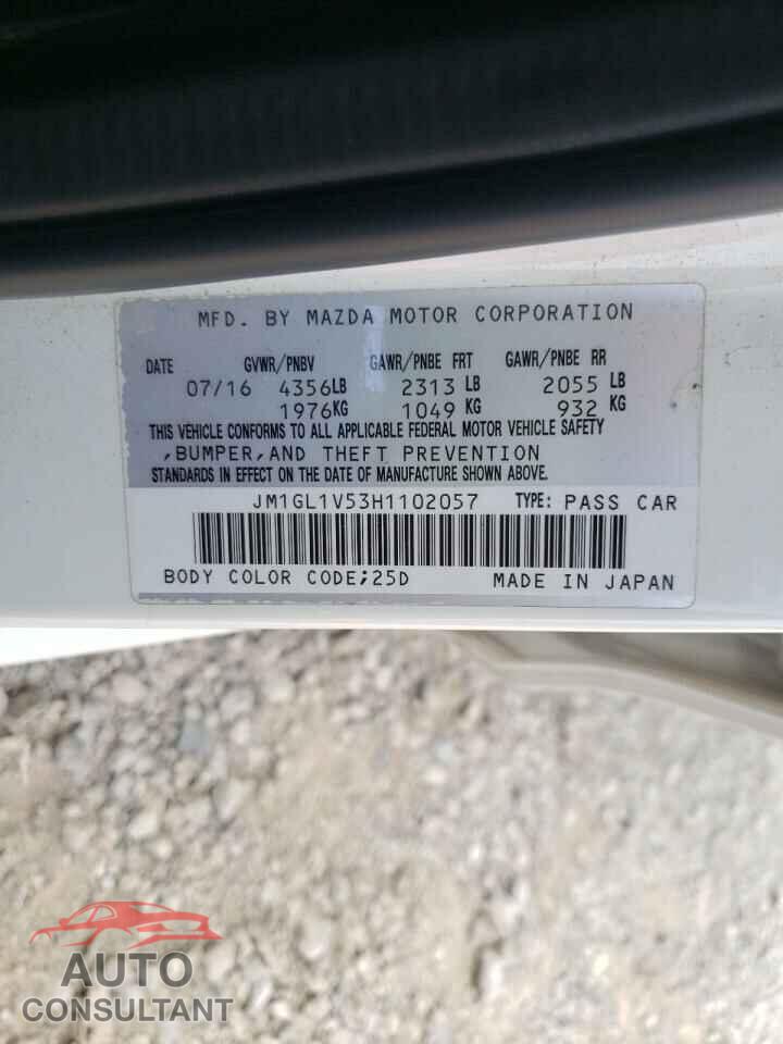MAZDA 6 2017 - JM1GL1V53H1102057