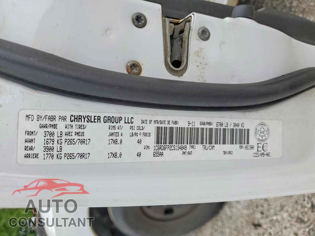 DODGE RAM 1500 2012 - 1C6RD6FP2CS134849