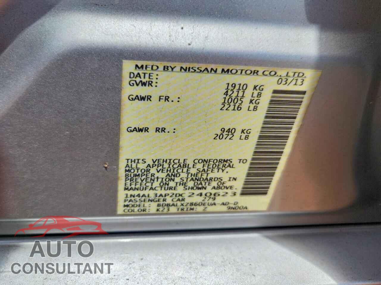 NISSAN ALTIMA 2013 - 1N4AL3AP2DC240623