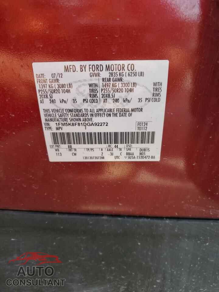 FORD EXPLORER 2013 - 1FM5K8F81DGA92272