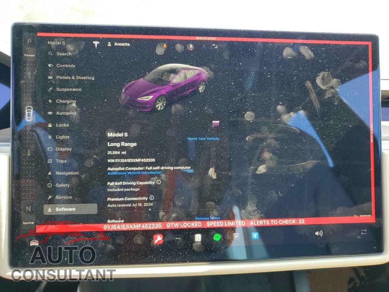 TESLA MODEL S 2021 - 5YJSA1E5XMF452335