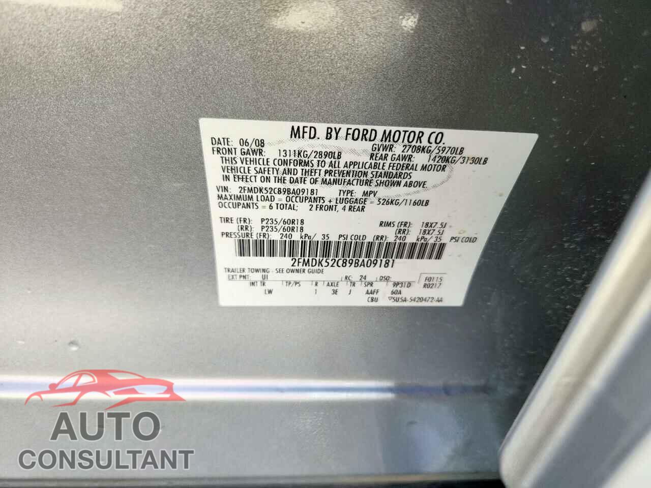 FORD FLEX 2009 - 2FMDK52C89BA09181