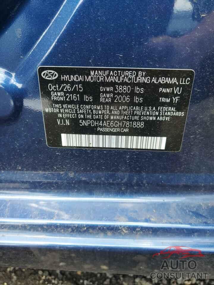 HYUNDAI ELANTRA 2016 - 5NPDH4AE6GH781888