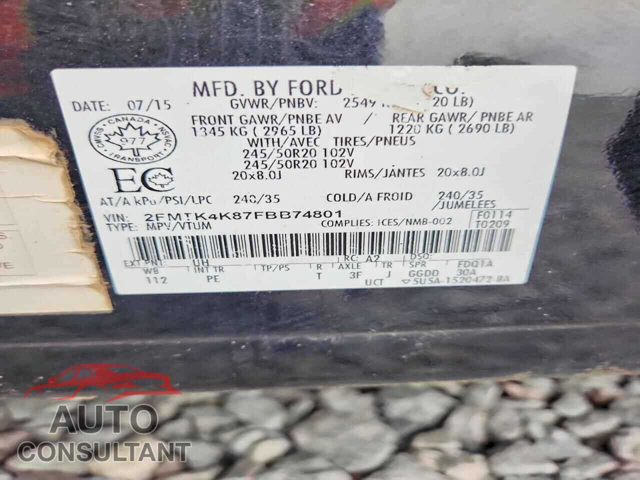 FORD EDGE 2015 - 2FMTK4K87FBB74801