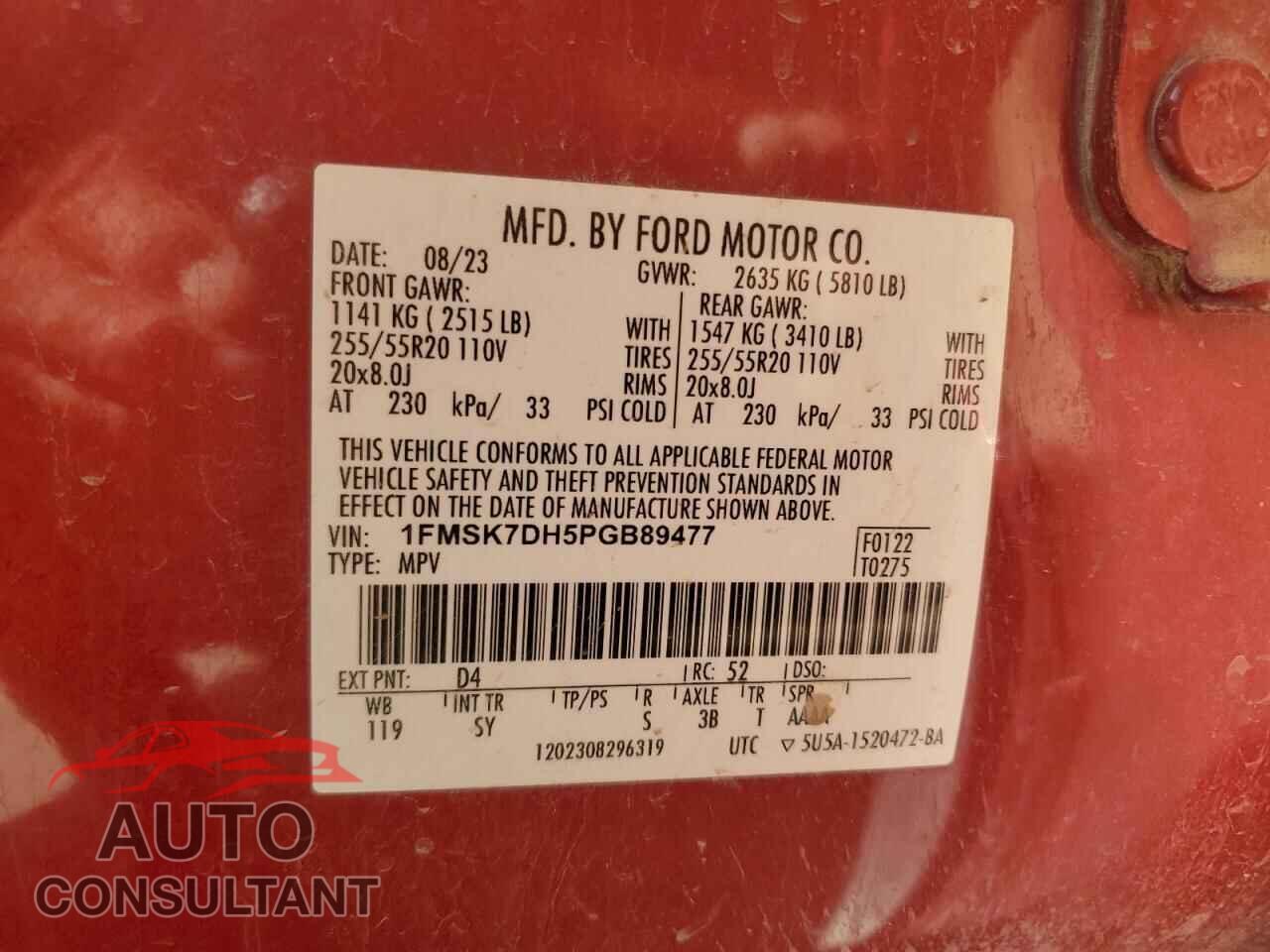 FORD EXPLORER 2023 - 1FMSK7DH5PGB89477