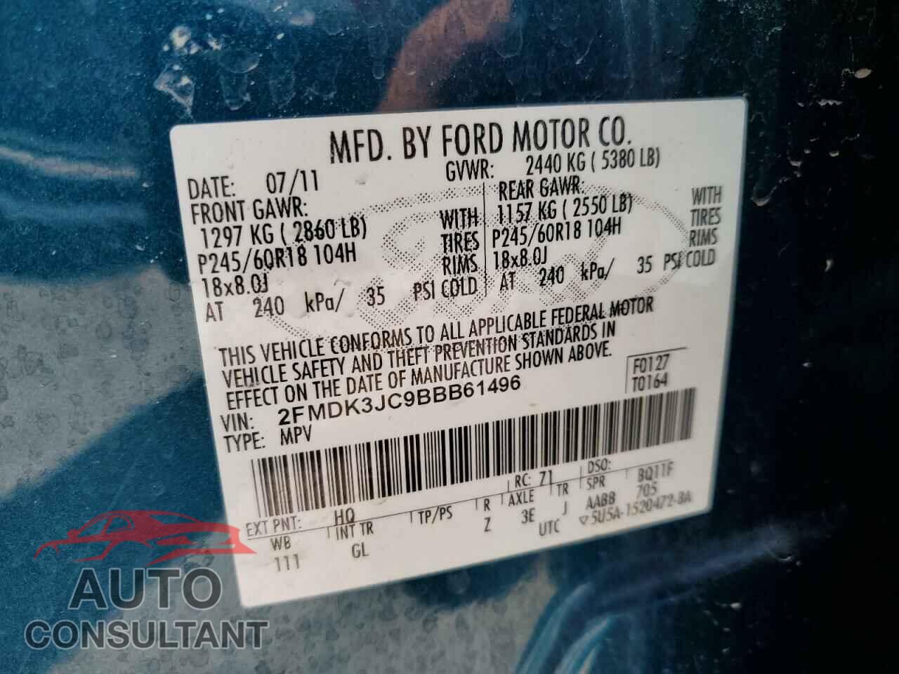 FORD EDGE 2011 - 2FMDK3JC9BBB61496