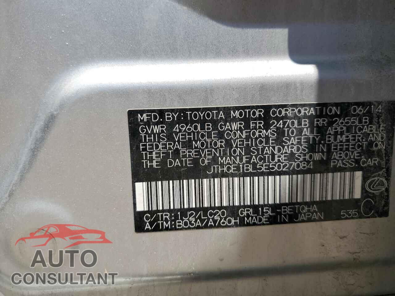 LEXUS GS350 2014 - JTHCE1BL5E5027084
