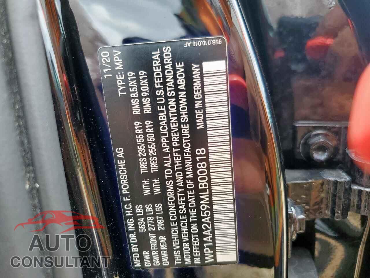 PORSCHE MACAN 2021 - WP1AA2A59MLB00818