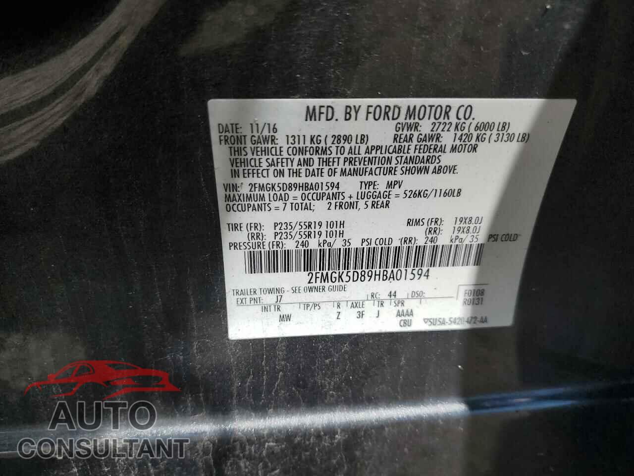 FORD FLEX 2017 - 2FMGK5D89HBA01594