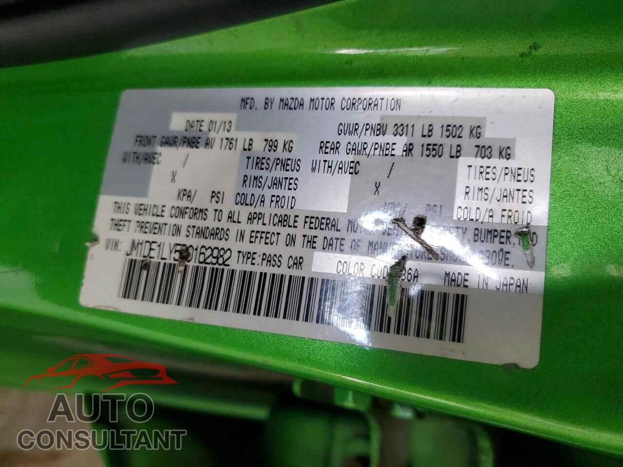 MAZDA 2 2013 - JM1DE1LY5D0162982