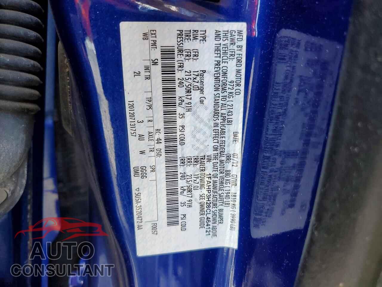 FORD FOCUS 2012 - 1FAHP3H28CL464121