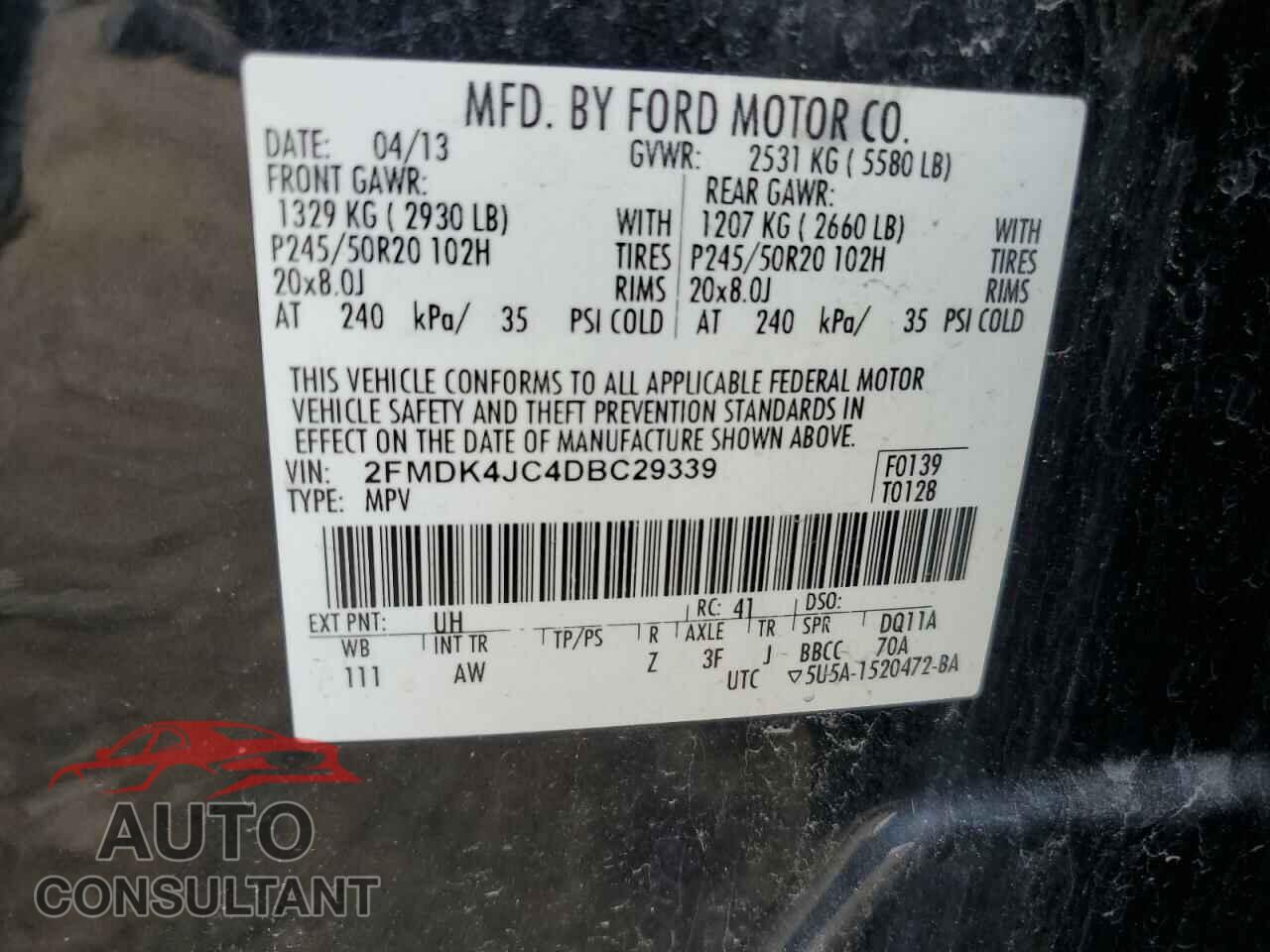 FORD EDGE 2013 - 2FMDK4JC4DBC29339