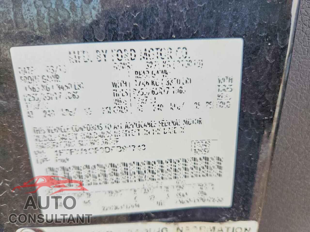 FORD F150 2013 - 1FTFW1CF9DFB91743