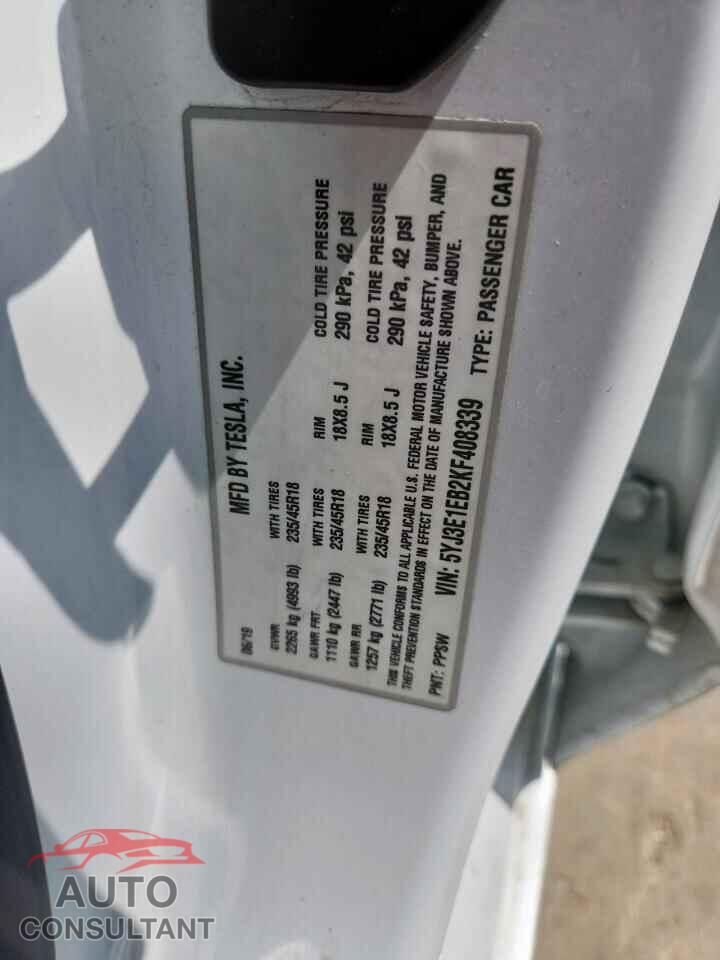 TESLA MODEL 3 2019 - 5YJ3E1EB2KF408339