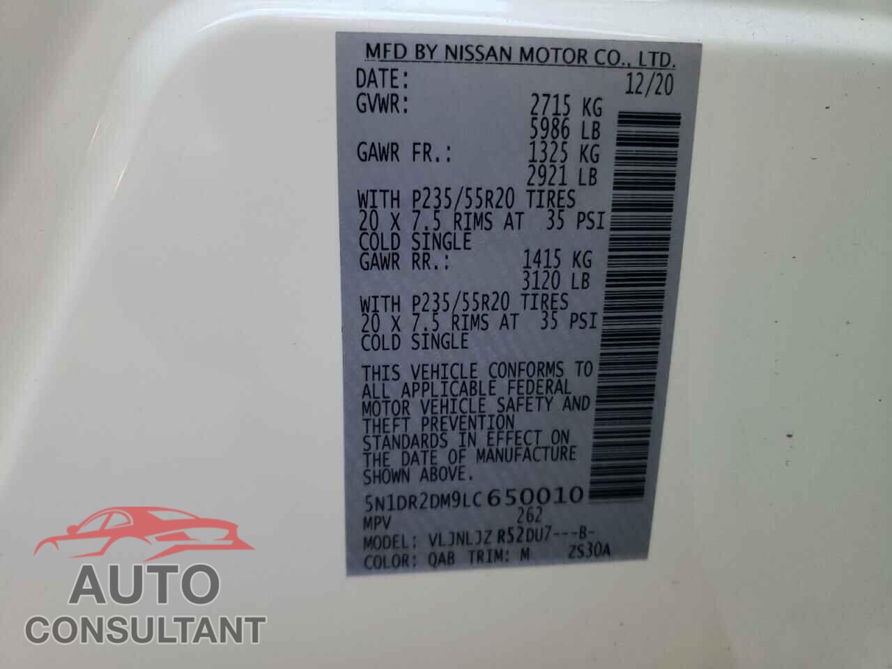 NISSAN PATHFINDER 2020 - 5N1DR2DM9LC650010