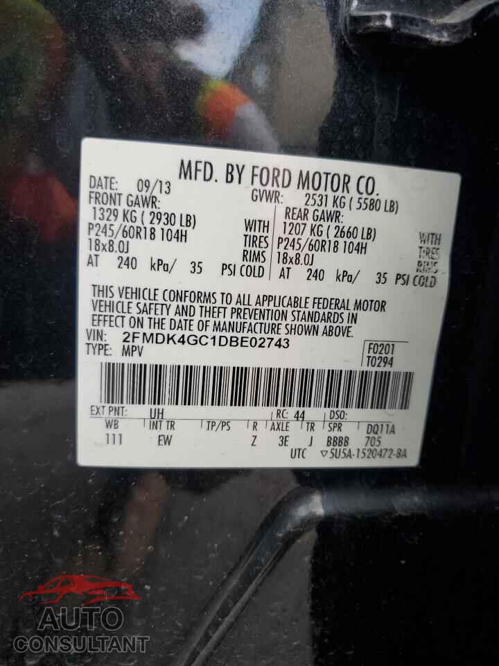 FORD EDGE 2013 - 2FMDK4GC1DBE02743