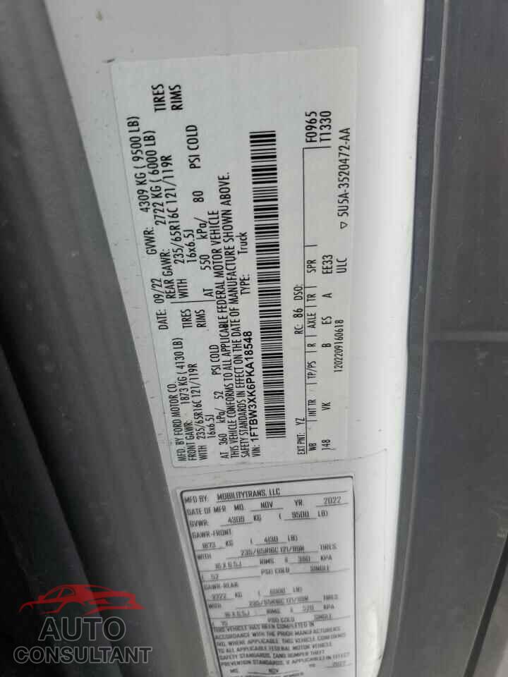 FORD TRANSIT 2023 - 1FTBW3XK6PKA18548