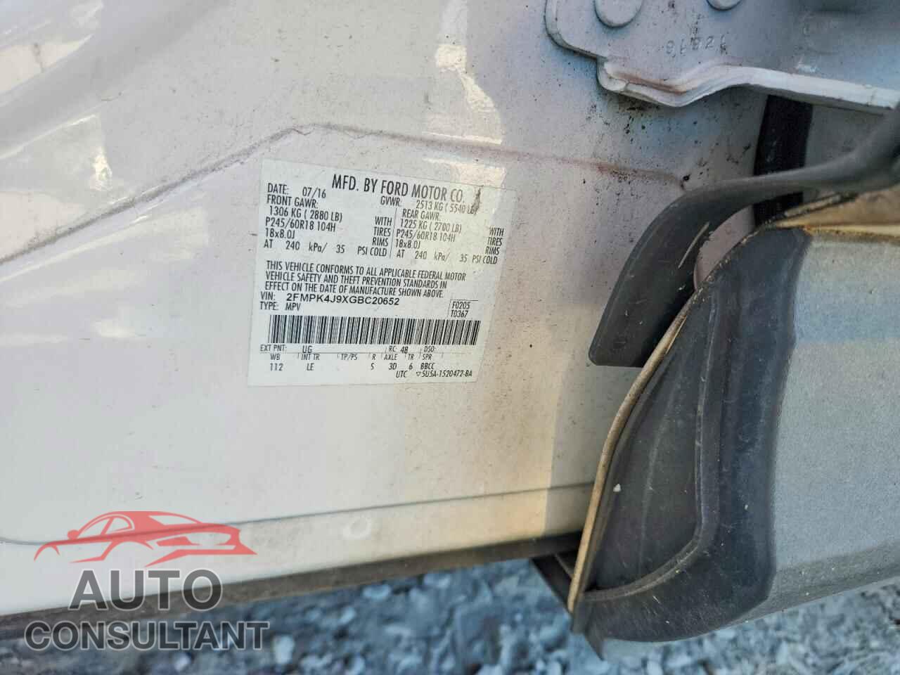 FORD EDGE 2016 - 2FMPK4J9XGBC20652