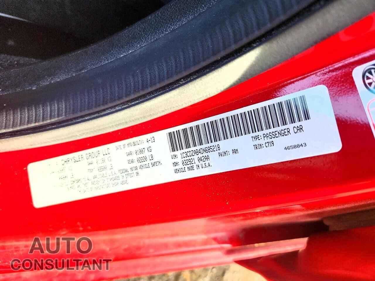 DODGE AVENGER 2013 - 1C3CDZAB4DN685218