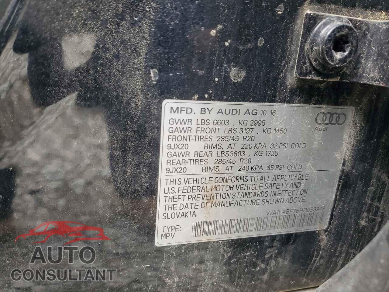 AUDI Q7 2017 - WA1LABF76HD033948