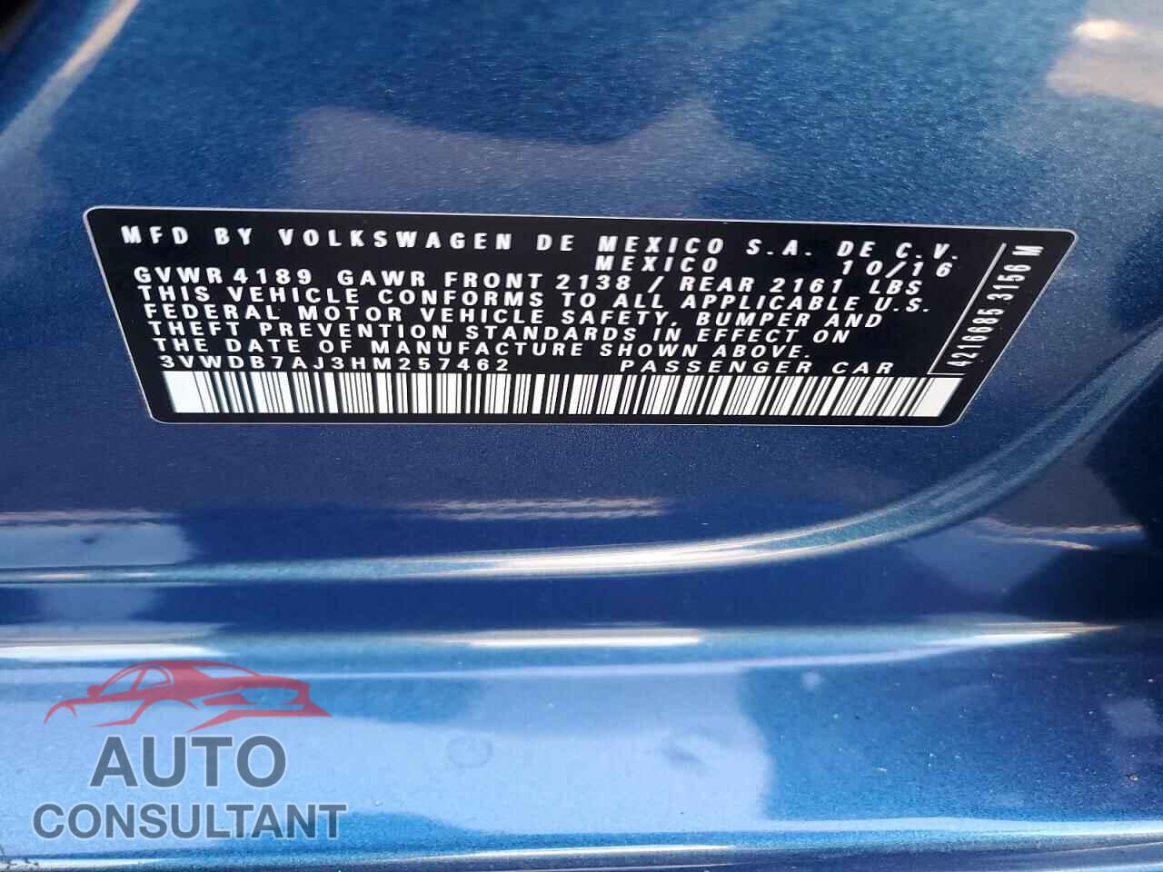 VOLKSWAGEN JETTA 2017 - 3VWDB7AJ3HM257462