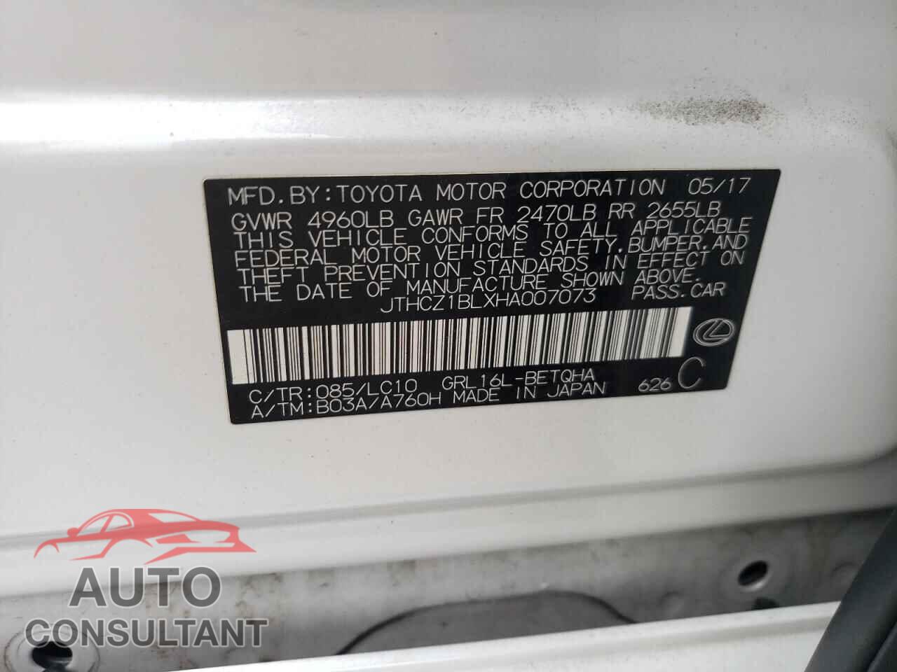 LEXUS GS350 2017 - JTHCZ1BLXHA007073