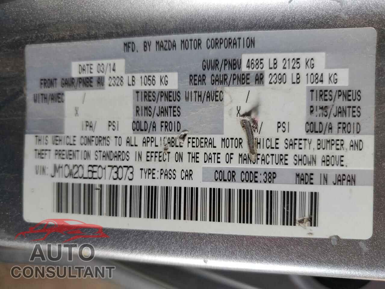 MAZDA 5 2014 - JM1CW2CL6E0173073
