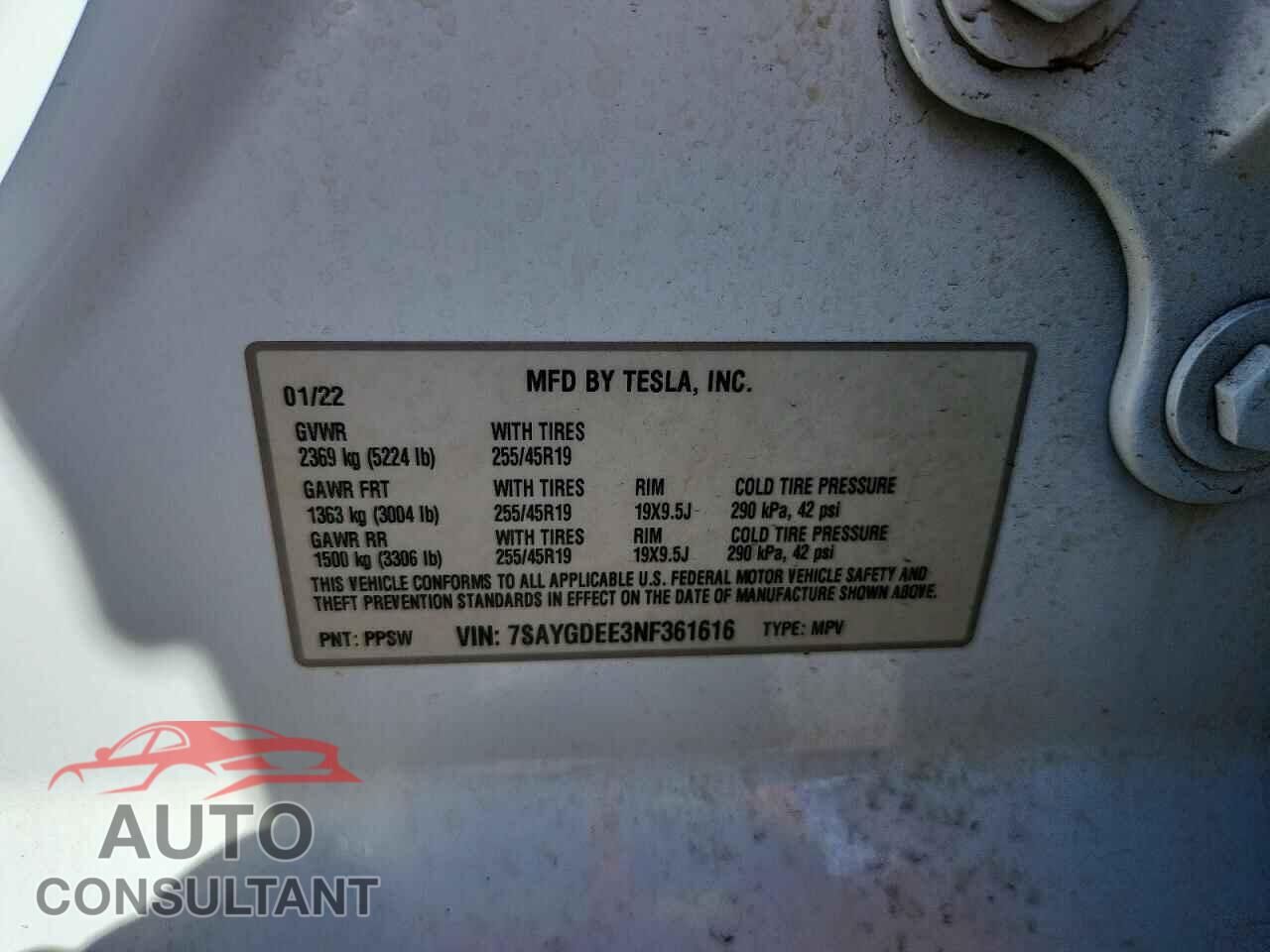 TESLA MODEL Y 2022 - 7SAYGDEE3NF361616